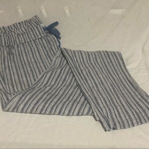 💐NY&Co blue and white striped linen blend pants